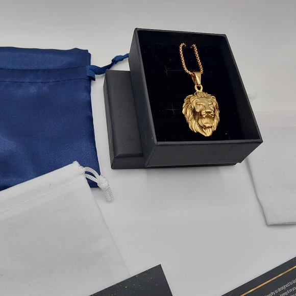 18K Gold Plated Lion Pendant Necklace Chain - Picture 4 of 12